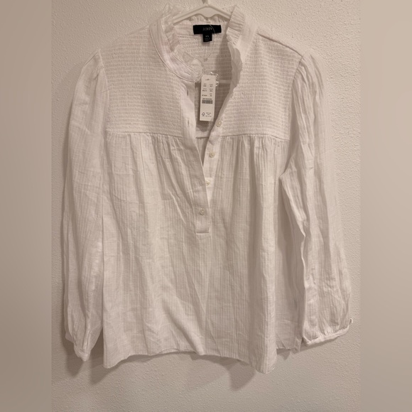 J. Crew Ivory Ruffle Collar Blouse - Picture 2 of 5